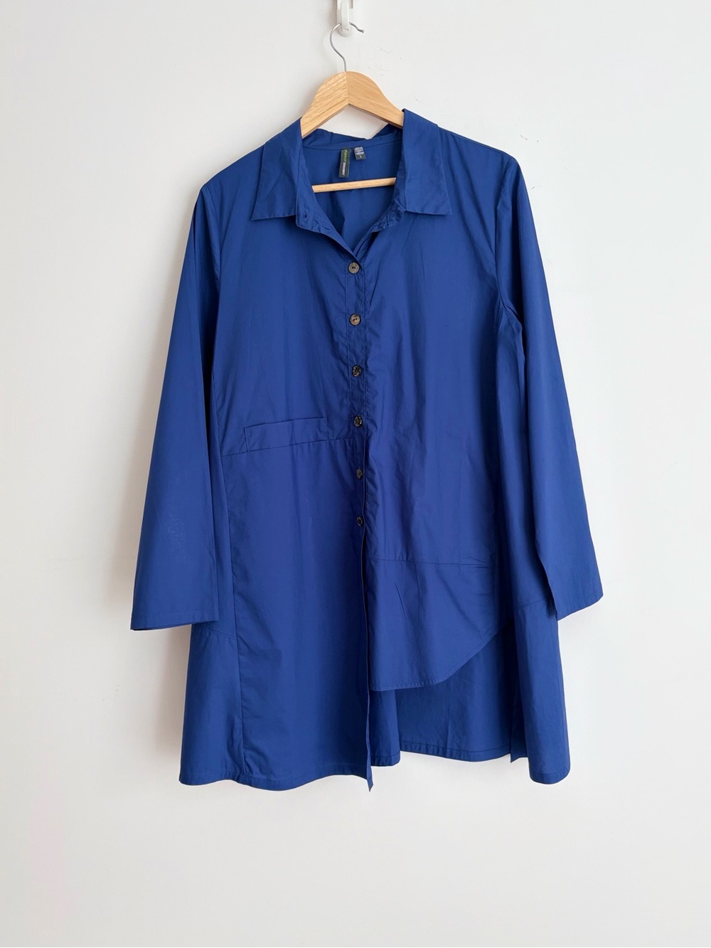 Shannon Passero Cobalt Blue Cotton Lagenlook Asymmetrical Tunic Dress L